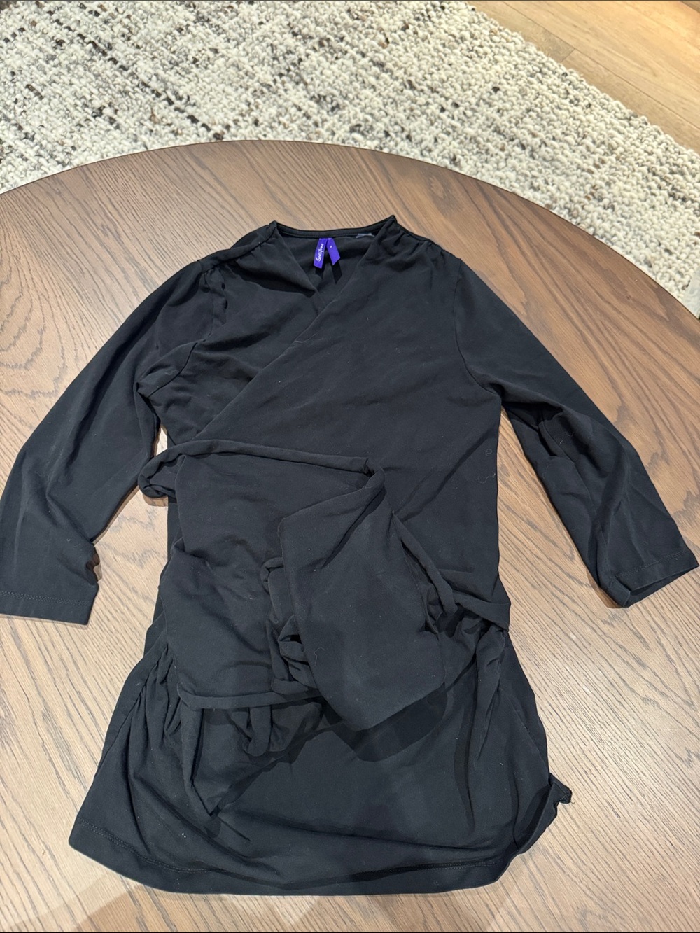 Seraphine Black Wrap Tunic with Tie Waist